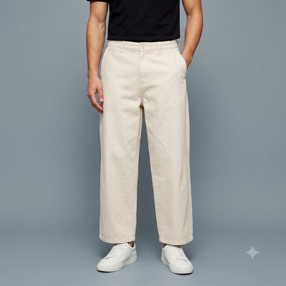 Topman Wide Leg Balloon Trousers Men's 36x32 Off White Ecru Cotton EUC‎